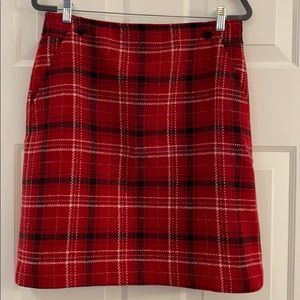 Talbots Plaid Part Wool Skirt W/Pockets Size 10